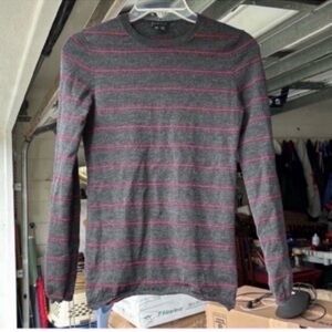 Theory Gray and Pink Striped wool Top